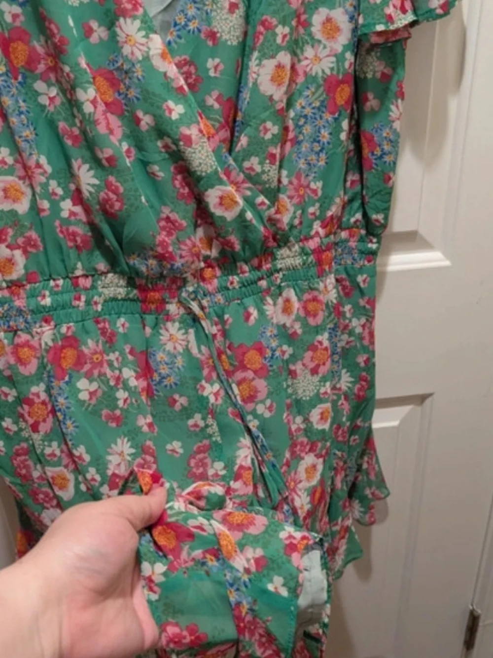 SUGARLIPS Green Floral Wrap Romper